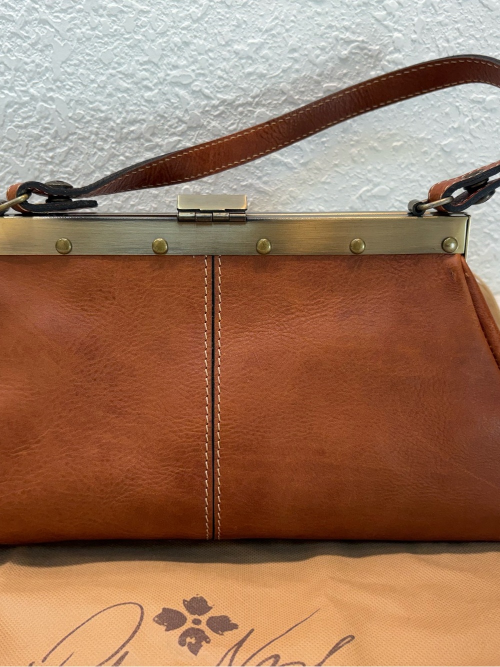 Patricia Nash Brown Leather Frame-Top Shoulder Bag - Picture 2 of 5